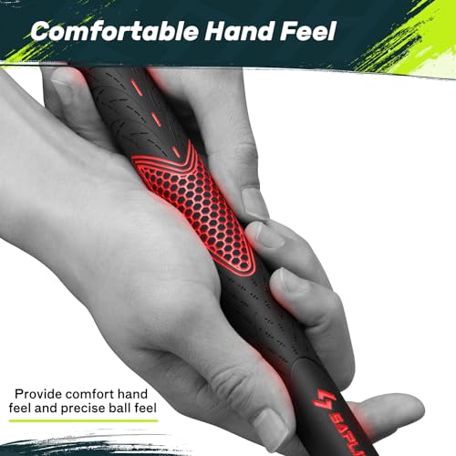 Image of SAPLIZE Golf Grips Set of 13 with Solvent Kit, Oversize, Rubber Golf Club Grips, Red CC01S Series
