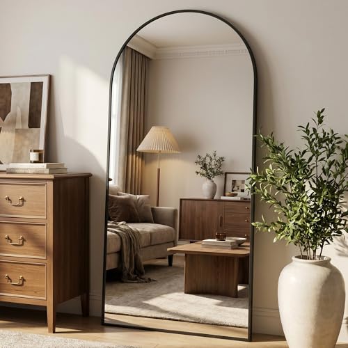 Novlux Full Length Mirror, 71" x 32" Arched Full Body Mirror Large Standing Floor Mirrors, Mirrors for Bedroom, Bathroom, Living Room Standing or Wall Leaning, Black