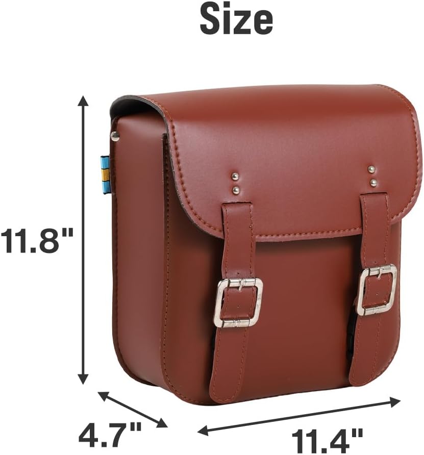 Japard Leather Motorcycle Saddlebags, Retro Bicycle Rack Bag, 2 Pcs Pannier Rear Rack Bike Bags, Biker Side Bags, Brown