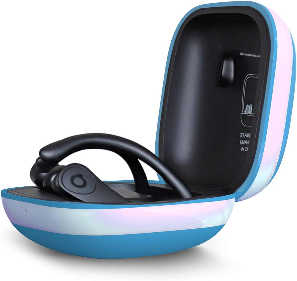 Coffea Protective Silicone Case for Beats Powerbeats Pro 2019 (Wite Edge, Sky Blue)