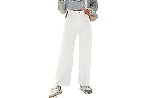 Women's White Jeans Wide Leg High Waist Casual Pants
