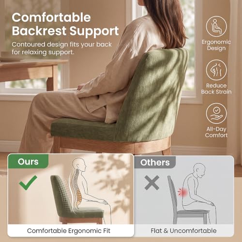 Image of Green Chenille Dining Chairs Set of 6, Soft Upholstered Dining Room Chairs