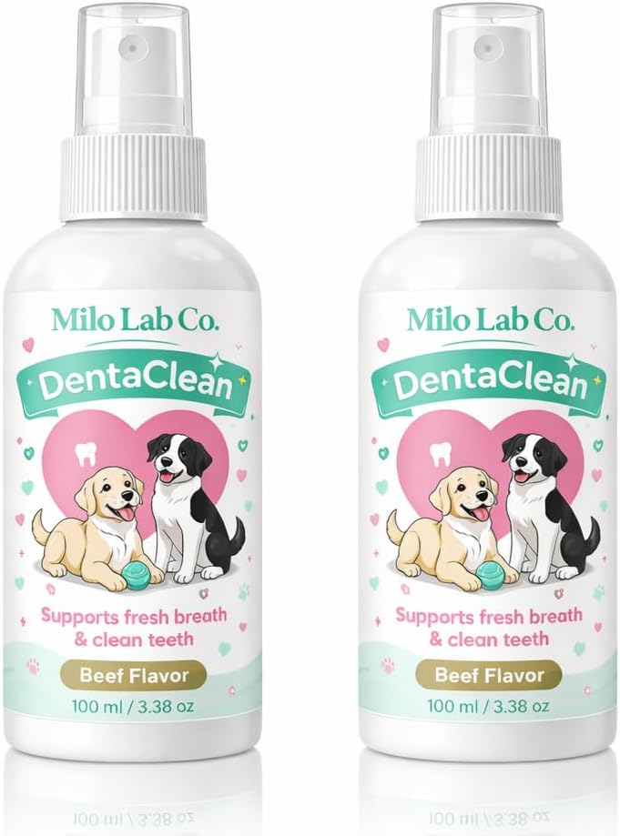 Milo Lab Co Advanced Dental Spray, No-Brush Formula with Probiotics, Calendula Extract & Brown Algae – Freshens Breath, Supports Healthy Gums & Teeth, Beef Flavor, 100 ml/3,38 Oz (2)