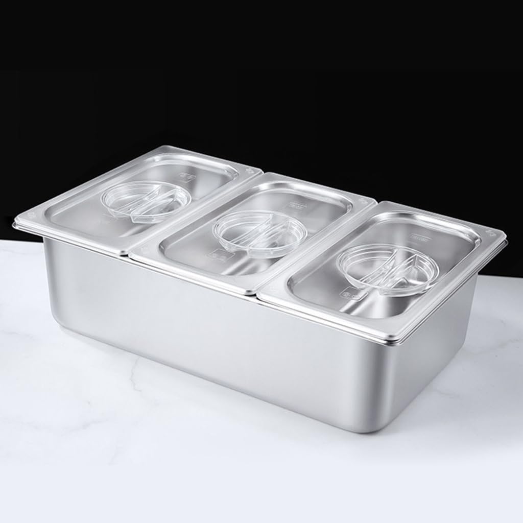 Stainless Steel Food Serving Pan for Buffet 3-compartment Fruit Tr