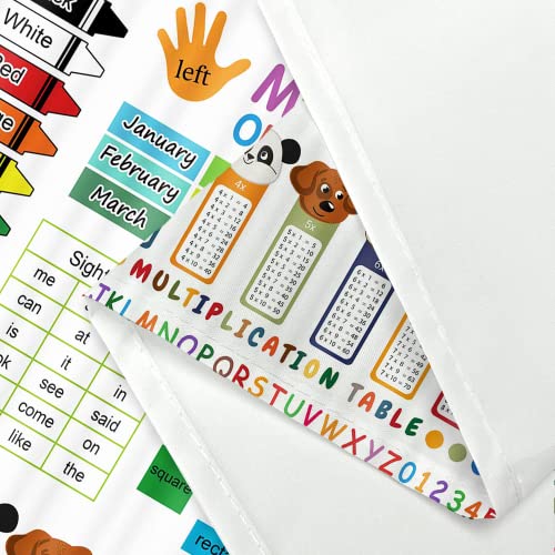 Image of ABC Educational Shower Curtain for Kids, Learning Bathroom Decor Set with Grommets and Hooks, Multiplication Table Theme, Colorful