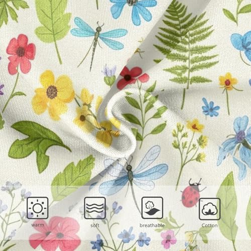 Colorful Wildflowers Beige Underwear Toddler Girl, Girls Underwear Cotton, 2T–8 Years3