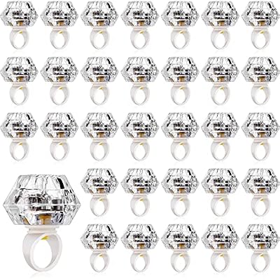 Vicenpal 50 Pack Flashing LED Light up Rings Bachelorette Party Favors Plastic Diamond Rings Flashing Glow in The Dark for Bridal Shower Game Wedding Birthday Party Decorations