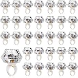 Vicenpal 50 Pack Flashing LED Light up Rings Bachelorette Party Favors Plastic Diamond Rings Flashing Glow in The Dark for Bridal Shower Game Wedding Birthday Party Decorations(Colored Light)