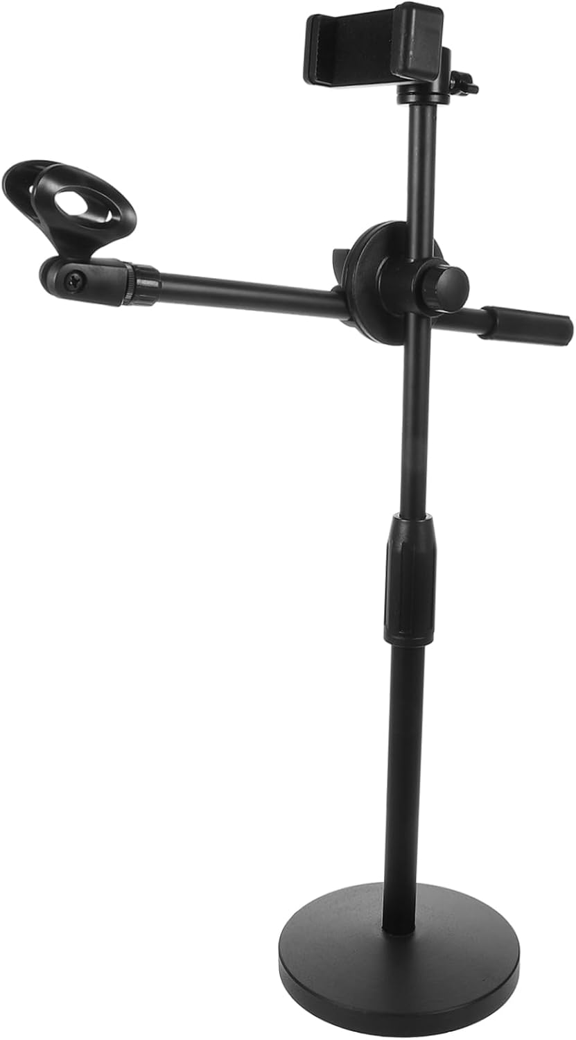 Streaming Microphone Stand Phone Clip Telescopic Mic Boom Arm Desk Mount