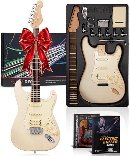 AKLOT DIY Guitarra eléctrica – Kit de guitarra eléctrica sin ensamblar premium para entusiastas de la...