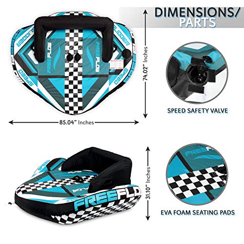 Heavy-Duty Inflatable Towable Booster Tube – Two Person Water Tube Boating Float Tow Raft, Watersports Inflatable Pull… - Image 3