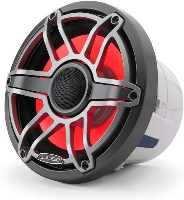 JL Audio M6 Series 8.8" Marine Coaxial Speakers w/Grey Metallic Sport Grille Transflective LED Lighting - M6-880X-S-GmTi-i [010-03099-00]
