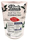 Kombucha Starter Kit by Oregon Kombucha | Organic Strawberry Green Tea and Scoby w/ Starter Liquid - Raw Culture Brews 1 Gallon of Delicious Kombucha, Guaranteed