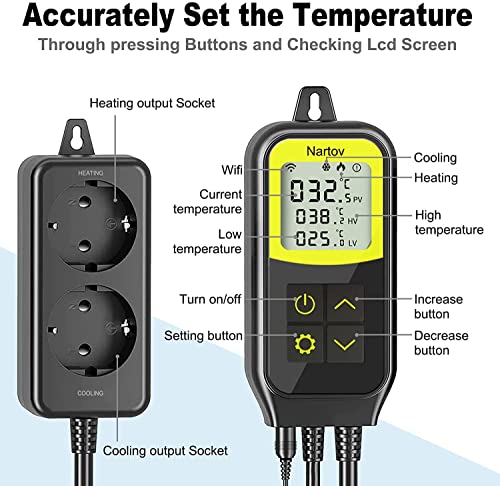 Nartov Prise Thermostat WiFi, Thermostat Terrarium Chauffage Refroidissement, Compatible avec Alexa et Google Home, Regulateur de Temperature pour Aquarium, Fermenter Bière, Serres, Brassage… - Image 4