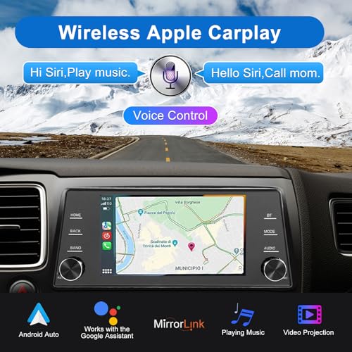 Image of Single Din Touchscree Car Stereo Wireless Apple Carplay & Android Auto, 5 Inch IPS Touch Screen Single Din Radio Head Unit with Mirror Link, EQ, Bluetooth 5.2, FM /SWC /USB