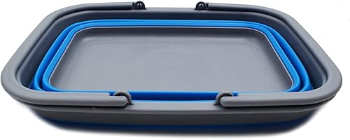 Miniatura 80 de SAMMART SAMMART - Bañera plegable con asa de 9.2L (2.37 galones) - Cesta de picnic portátil al aire libre/cráter - Bolsa de compras plegable - Azul