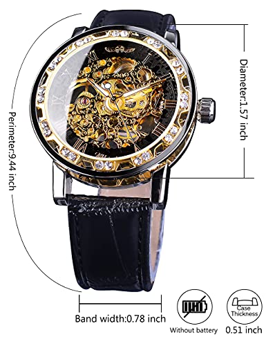 Forsining GMT1089-2 Winner Retro Manual Mechanical Skeleton Watch With Diamond And Carving Flower Craft Men Skeleton Wrist Watch Mechanical Classic Roman Number thumb #5