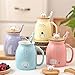 Imagen de Juego de 2 tazas de gato Taza de Té Gato Taza de Cerámica con Tapa y Cuchara Kawaii Tazas para Mujer 500ml Navidad Cumpleaños Taza Regalo Gato