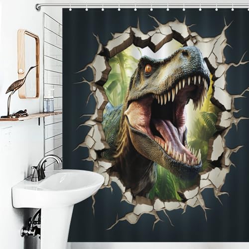 Dinosaure rideau de douche lavable en machine en polyester 152x183cm - 6