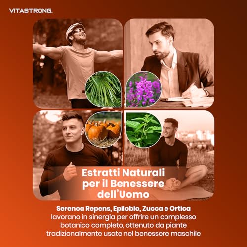 Prostapro Vitastrong, Integratore Prostata Uomo Con Serenoa Repens 45%, Zucca, Ortica, Epilobio, Pygeum, Licopene, Zinco, Vit B6 E D3, Benessere Vie Urinarie, 1 Capsula/Giorno, Senza Glutine/Lattosio - 4