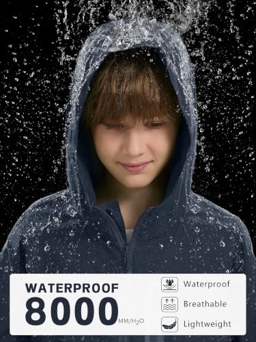 Image of UIQUR Boys Girls Rain Jacket Kids Waterproof Raincoats 5-14 Years