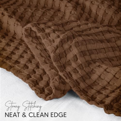 Image of Utopia Bedding 100% Cotton Waffle Blanket Twin Size Brown, 90x72 Inch