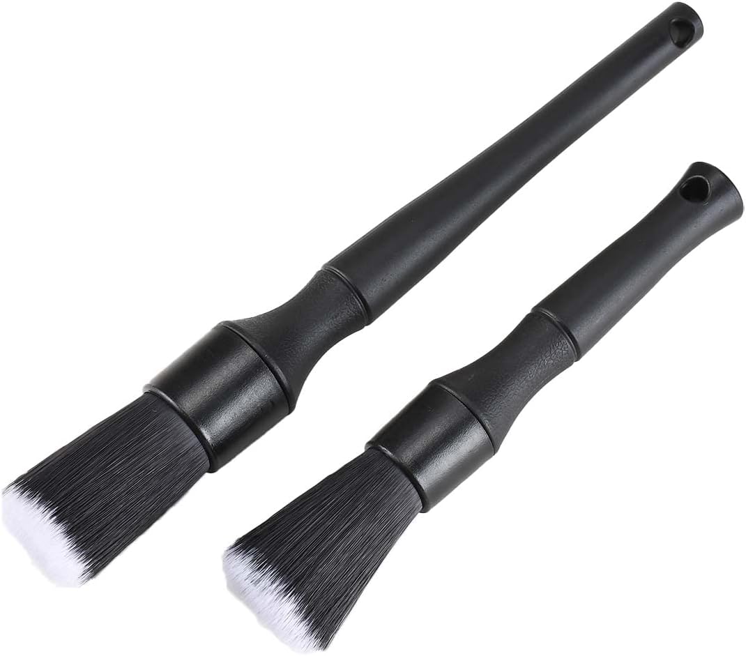 Hicollie 2PCS Car Detailing Brushes Automotive Detail Brushes Super Soft Brush Interior Soft Detailing Brush for Cleaning Wheels Interior Exterior Leather Air Vents Emblems