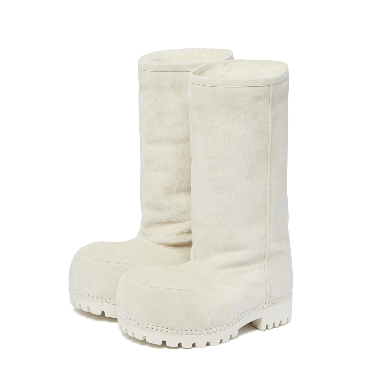 Platform Snow Boots for Women Suede Classic Fur Hippy Mid Calf Winter Boots Slip On High Boots Comfortable