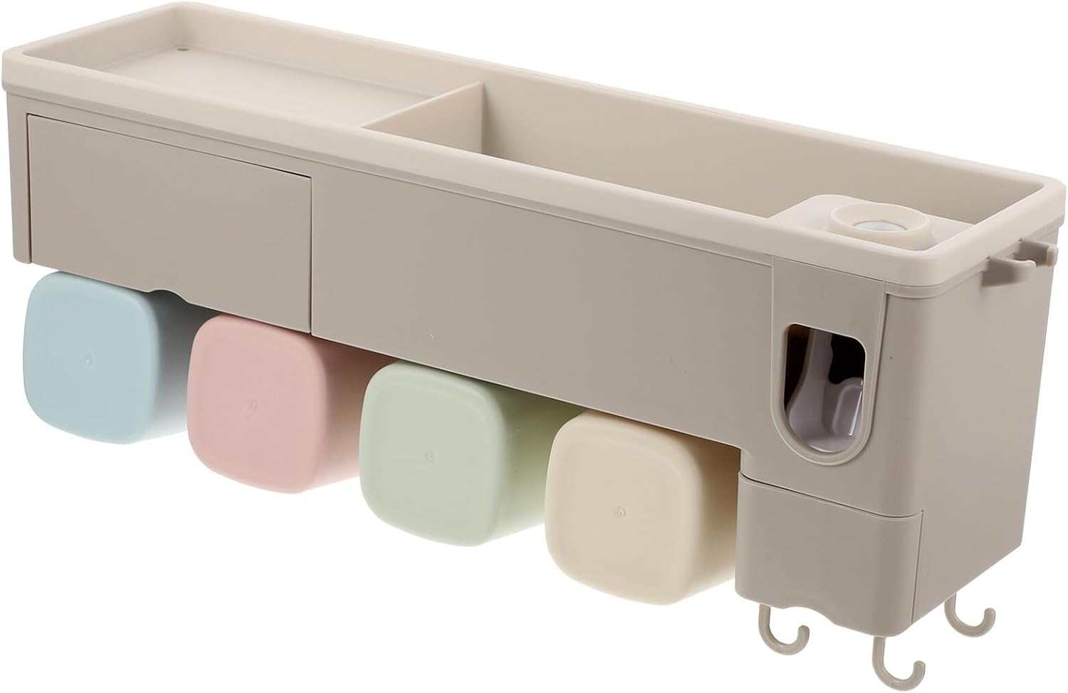 NUOBESTY Automatic Toothpaste Dispenser Toothbrush Holder Wall-Mounted Bathroom Organizer with Toothbrush Slots and Razor Stand Space-Saving Adhesive for Residential and Hospitality Use