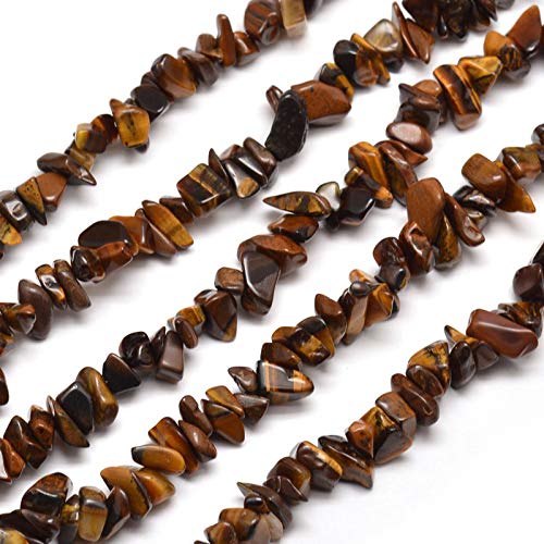 Cheriswelry Tiger Eye Bead Chips Strand 5~8mm Tumbled Healing Chakra Reiki Crystals 31.5 Inches for Jewellery Gem Tree Bracelet Earring Making