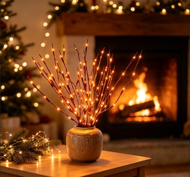 Image of 2 Pack LED Lighted Branches Battery Operated Branch Lights Vase Filler