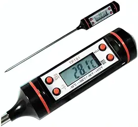 Termômetro Digital Culinário com Sonda Inox – Faixa de -50°C a +300°C, Display LCD, Função Hold, °C/°F – Ideal para Todas as Receitas