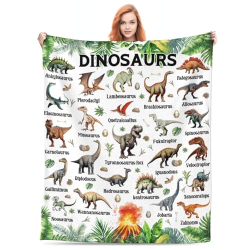 Dinosaur Blanket Gift for Boys Girls,Types of Dinosaurs Blanket Gifts