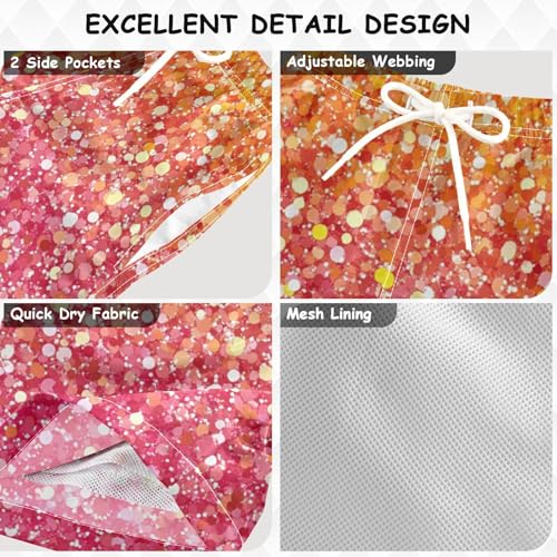 Pigsaly Boys Swim Trunks Coral Yellow Pink Gradient Flashing Glitter Boys Board Shorts Swimsuit Swimwear Bathing Suit 3T3