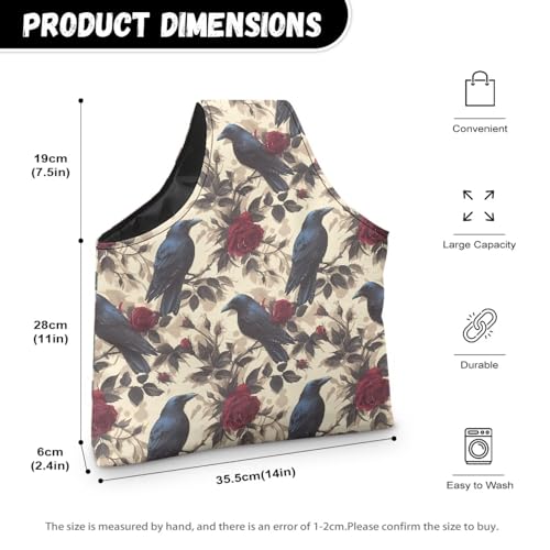 Image of ZUXONGSY Crow Yarn Storage Bag for Women Rose Knitting Project Bag Vintage Knit Wrist Bag Lightweight Crochet Organizers and Storage