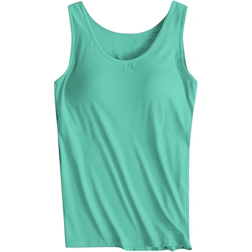 Tank Tops with Built in Bra Padded 2024 Comfy Solid Color Sleeveless Tops Workout Gym Shirt