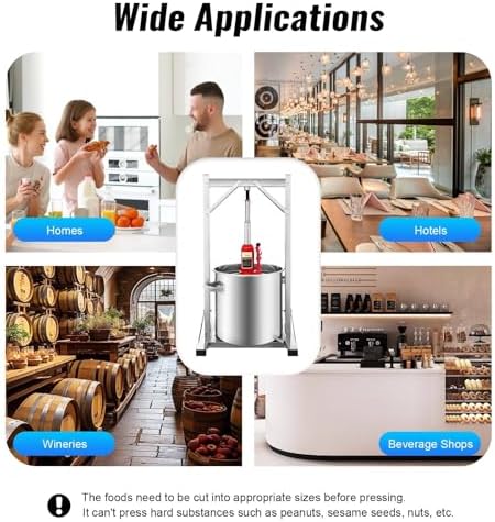 12L/22L/36L Stainless Steel Hydraulic Fruit Wine Press Machine with Sanitary Tray & Hydraulic Jack for Grape Wine, Cider - Durable & Efficient Wine Making Equipment