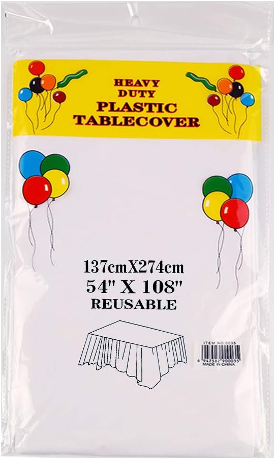 ETMURY Plastic Tablecloth 6 Pack Disposable Rectangle Table Covers 54 in. x 108 in. for 6 to 8 Foot Tables Indoor or Outdoor Parties Birthdays Weddings Christmas