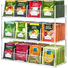 BEYGORM Acrylic Tea Bag Organizer for 216 Tea Packets, No Assembly Required, Display Holder for Countertop, Vertical Tea Bag Caddy for Cabinet, Tea bar Accessories, Teabags Storage Containers