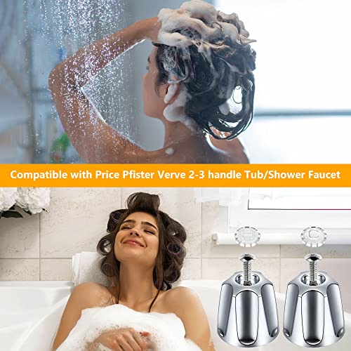 Enhon Faucet Handles, 2 Piece Hot And Cold Faucet Knobs Compatible With Price Pfister Verve Tub Shower, Include 2 Faucet Handles And 2 Screws For Remodeling Trim (Chrome) #TOP5