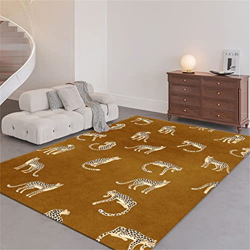Leopard Area Rug,4X6Ft, Majesty African Cheetah Wildlife Print Carpets Low Pile Non-Slip Non-Shedding Brown Large Area Rugs For Children's Room Living Dining Room Bedroom Bathroom Study Yoga Room #TOP2