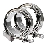 Ucreative 3.0 Inch Quick Release V Band Clamp with Flange Male Female 304 Stainless Steel 2PCS