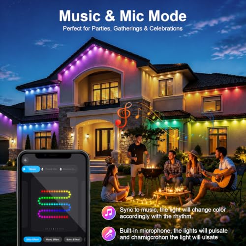 200FT Permanent Outdoor Lights for House, Christmas Halloween RGB+IC Lights - image 6
