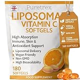 PURETREX Liposomal Vitamin C 1000mg 180 Softgels – Made in UK High Absorption with Zinc, Quercetin & BioPerine, Immune Support, Skin Health & Antioxidant Formula Vegan Non GMO