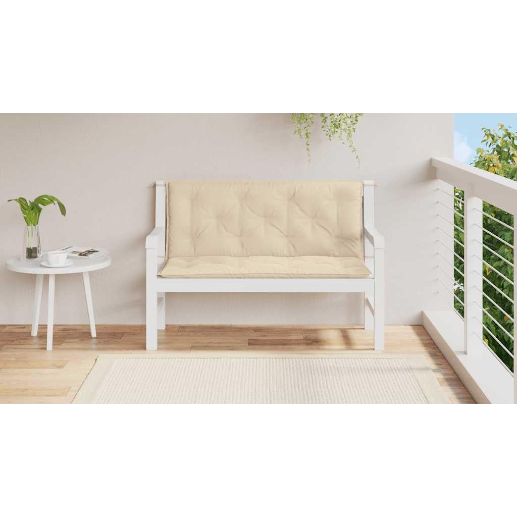 Cuscino per panca da giardino beige, in tessuto Oxford, 120 x (50+50) x 7 cm, imbottito, con lacci antiscivolo, per balcone, terrazza, sedia da giardino, per esterni e interni, comodo cuscino