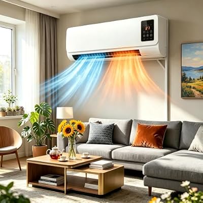 Vuiopuf Wall Ac Unit No Window,Portable Wall Air Conditioner,2 in 1 Heating & Cooling System, Ductless Smart AC and Heater Combo Unit with Remote, No Exhaust Mini Split for Bathroom Office (White)