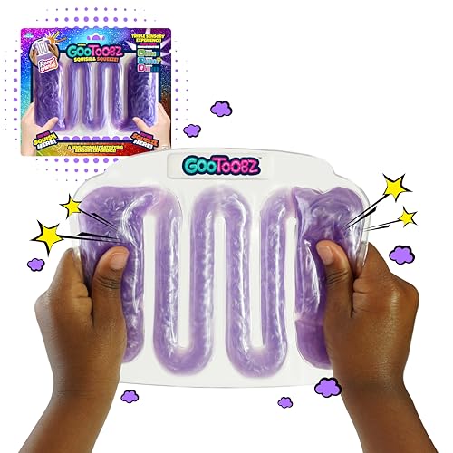 Image of GooToobz Originals - Squishy Sensory Tubes - Filled with Colorful Water, Glitter | Non-Toxic, Squeezable Fidget | Stress and Anxiety Relief - Triple Sensory Experience! (Pearl Swirl Purple)
