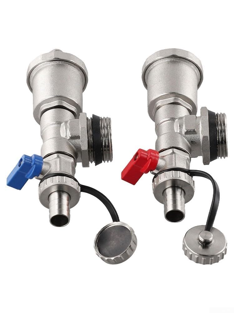 Distribuidor de circuito de calefacción de latón con conector roscado G1 válvula automática y grifo de drenaje rápido para sistemas de calefacción eficientes y fácil de instalar (rojo y azul)