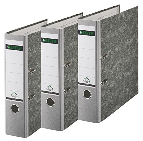 Leitz 310305025 Qualitäts-Ordner 180A mit Schlitzen A4 Breit, 3 Stück grau