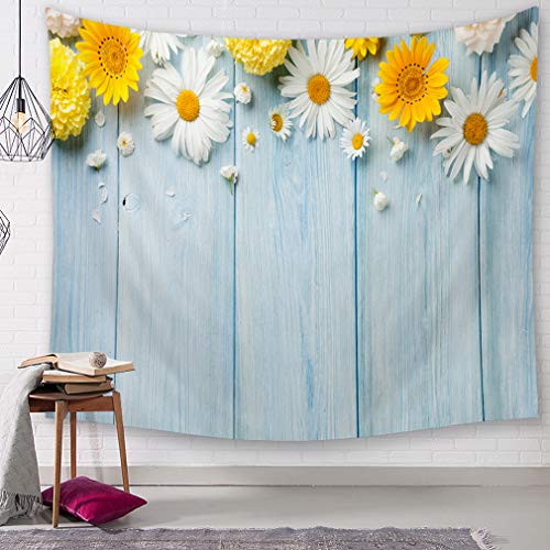 Nunbee Tapisserie Wandbehang Planche de Bois Impression Mandala Tenture Hippie Etoile Elephant murales Indienne 3D Wall Tapestry Chambre d'étudiant Décoration, Planche de bois1 150*130cm Cover